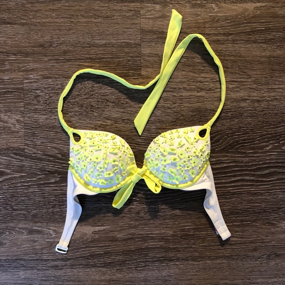 Victoria’s Secret white and white floral bikini.